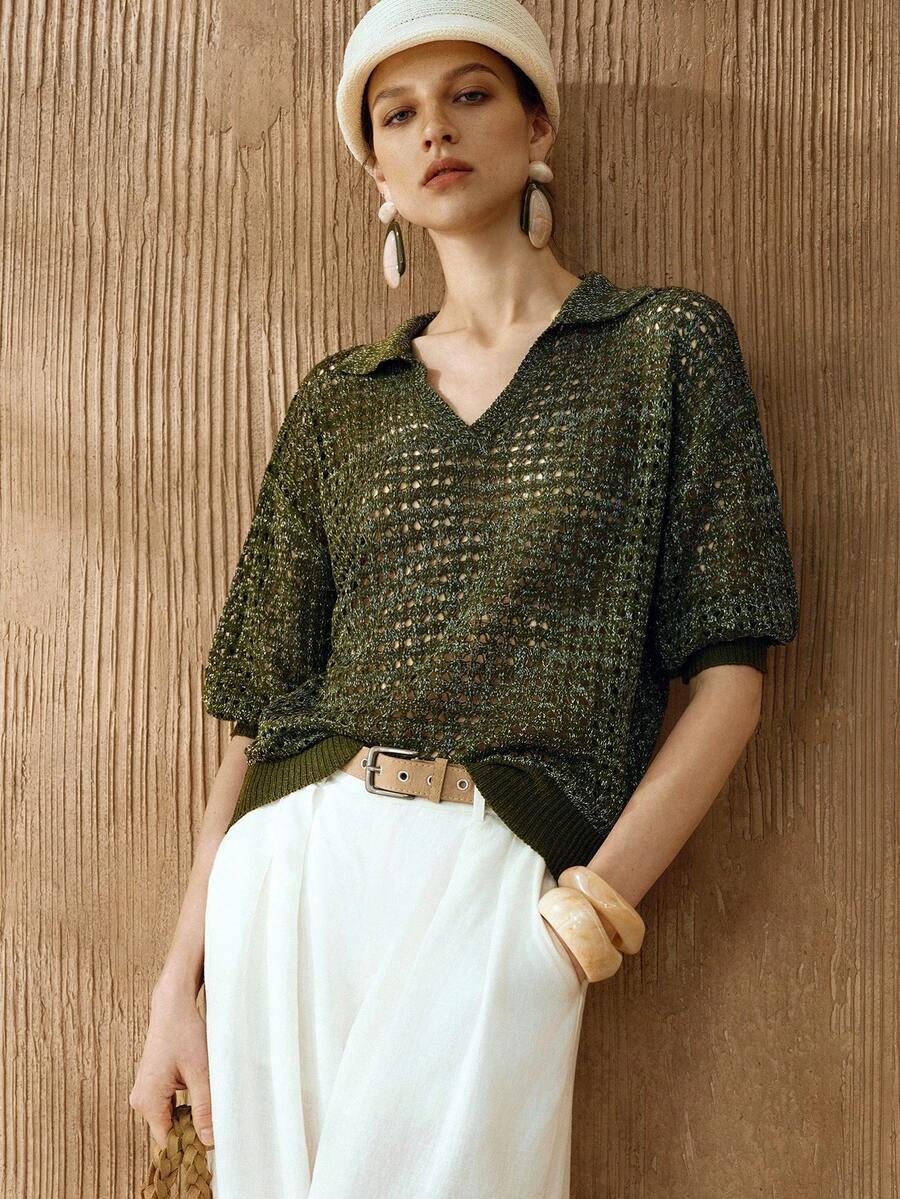 ZIELONY SWETER V-NECK