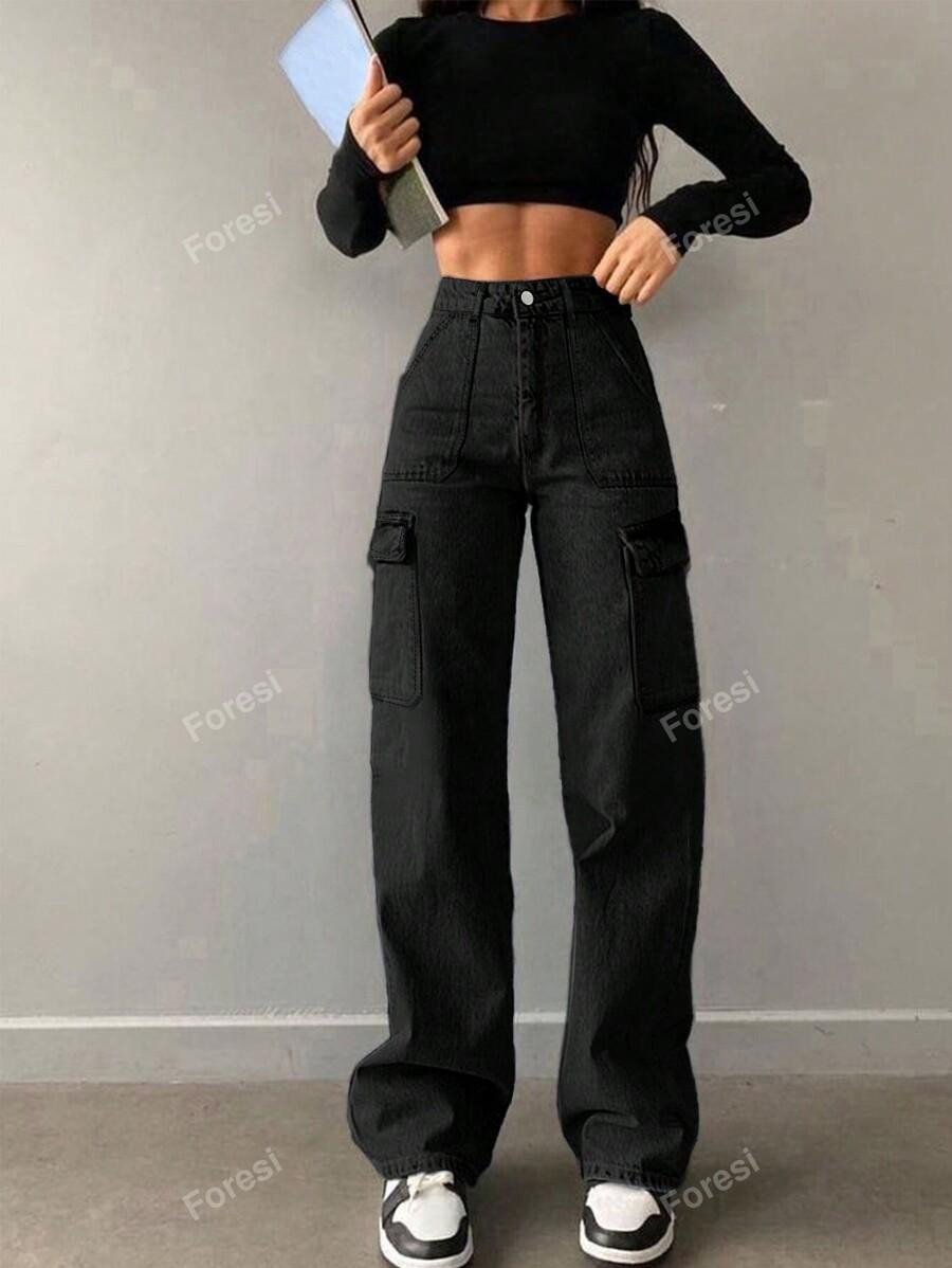 CZARNE SPODNIE JEANS
