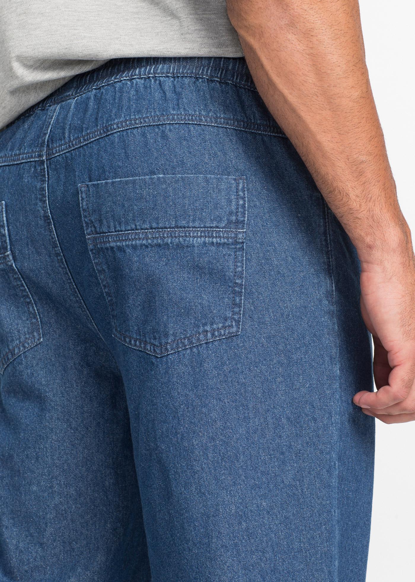 niebieskie spodnie jeans wiązanie 
