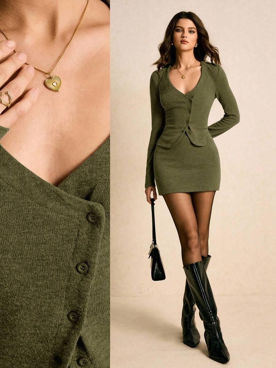SWETER SPÓDNICA KOMPLET DZIANINA
