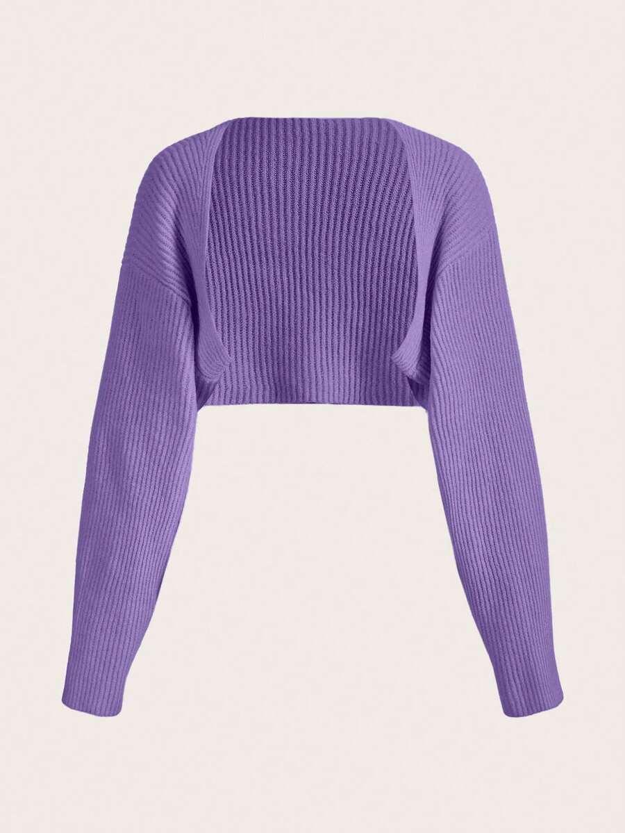 fioletowy sweter narzutka 