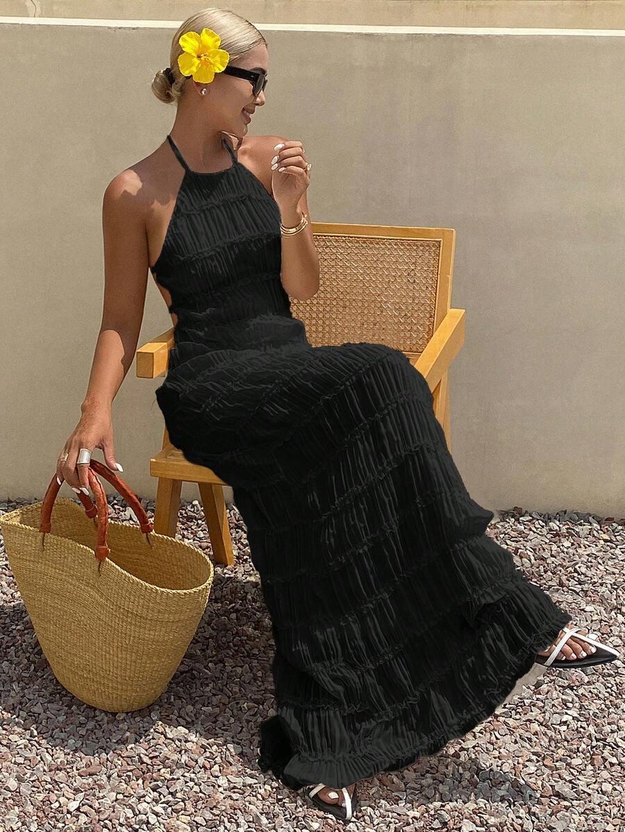 CZARNA MAXI SUKIENKA 
