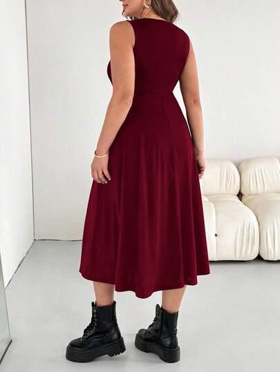 czerwona midi sukienka 