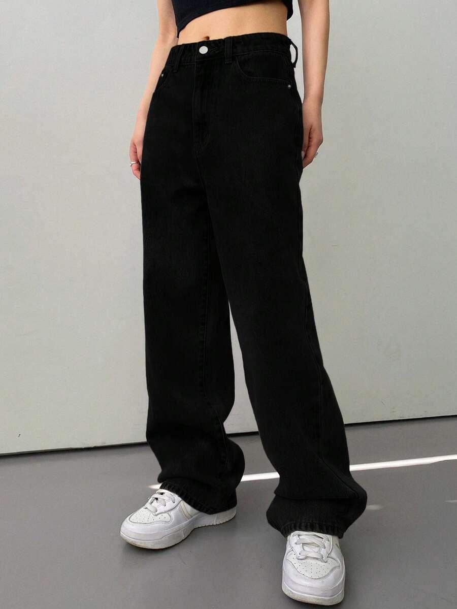 CZARNE SPODNIE JEANS