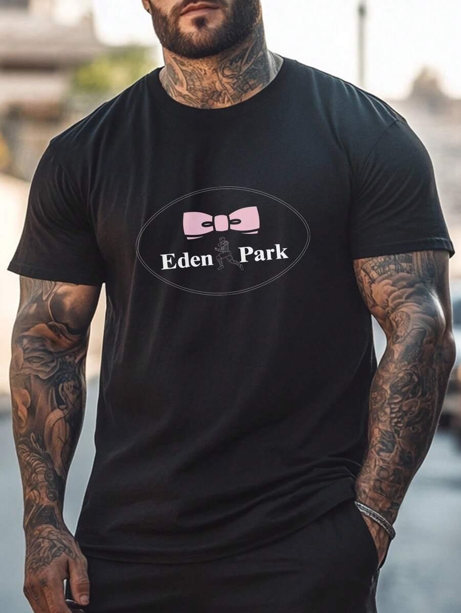 CZARNY T-SHIRT NADRUK 