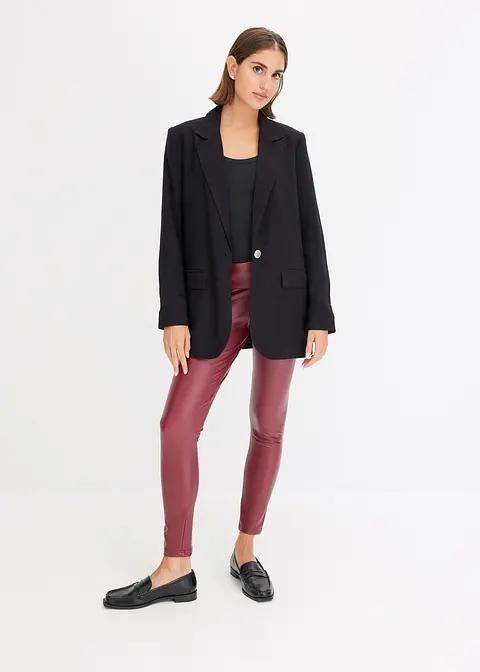 bordowe legginsy imitacja skóry