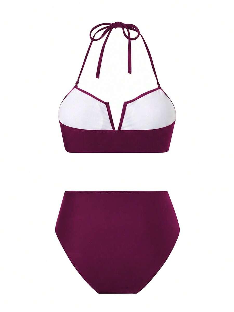 burgundowy komplet DWUCZĘŚCIOWY STRÓJ KĄPIELOWY sarong