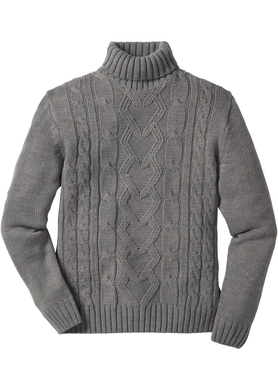 szary sweter golf splot warkocz
