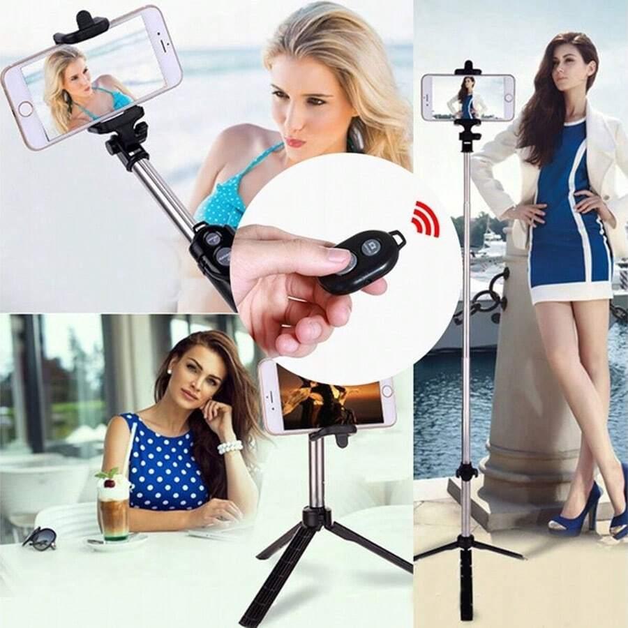 czarny SELFIE stick ZE STATYWEM