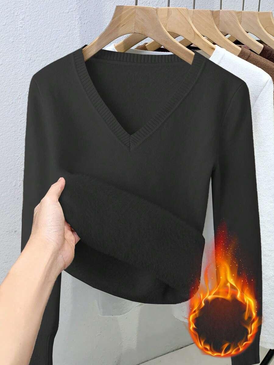 CZARNY SWETER V-NECK