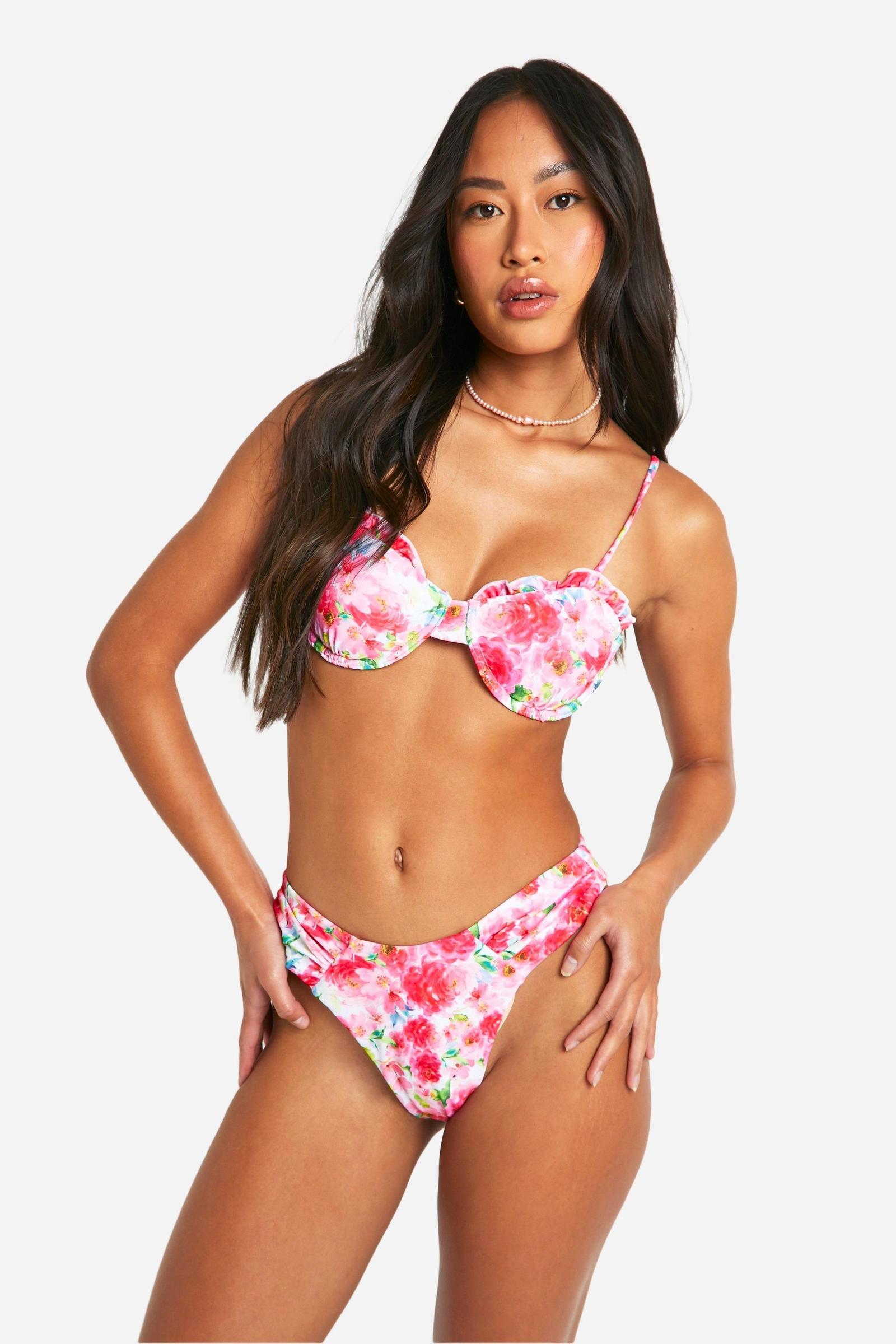 dół od bikini wzór kwiaty 