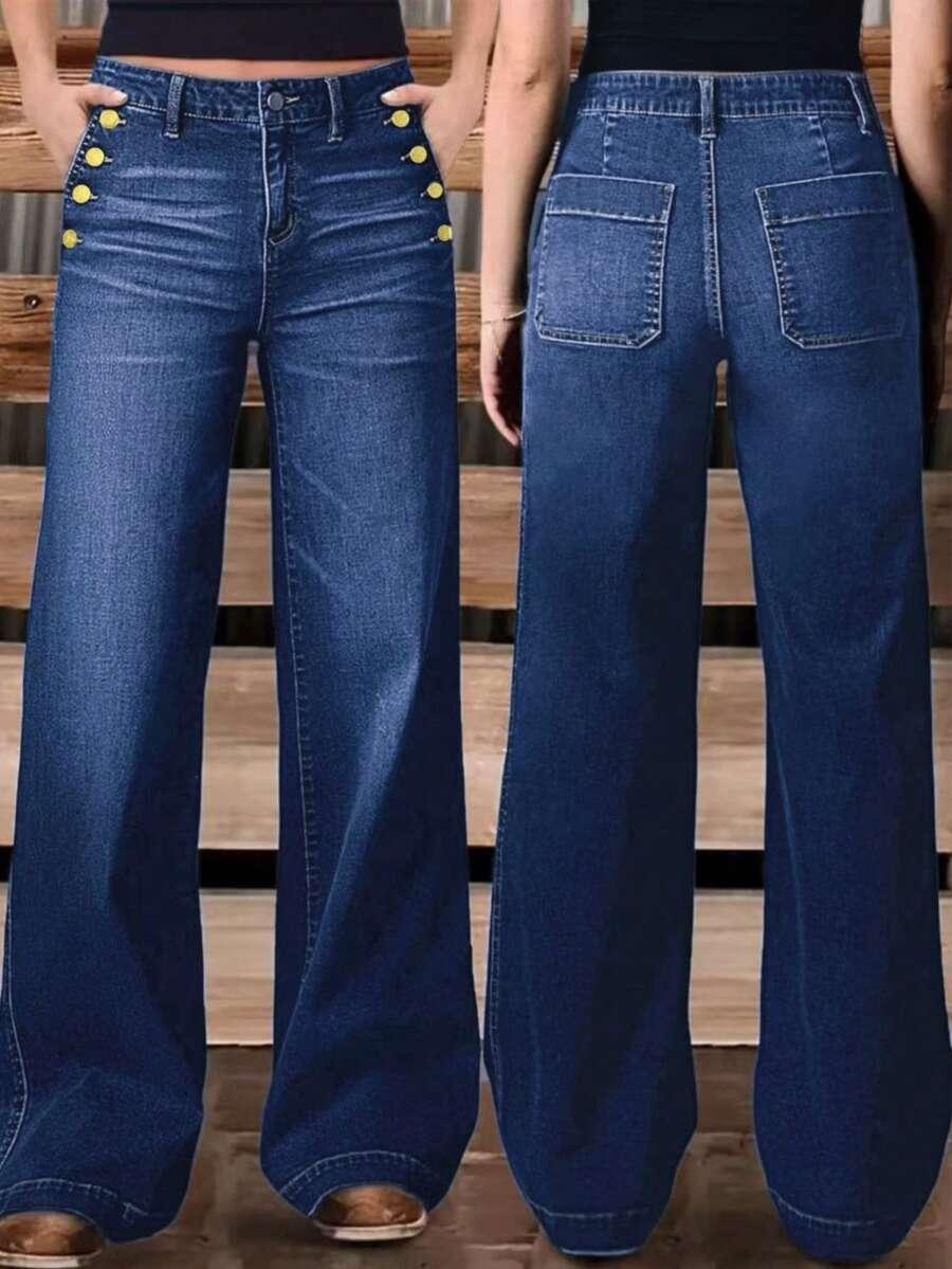 GRANATOWE SPODNIE JEANS
