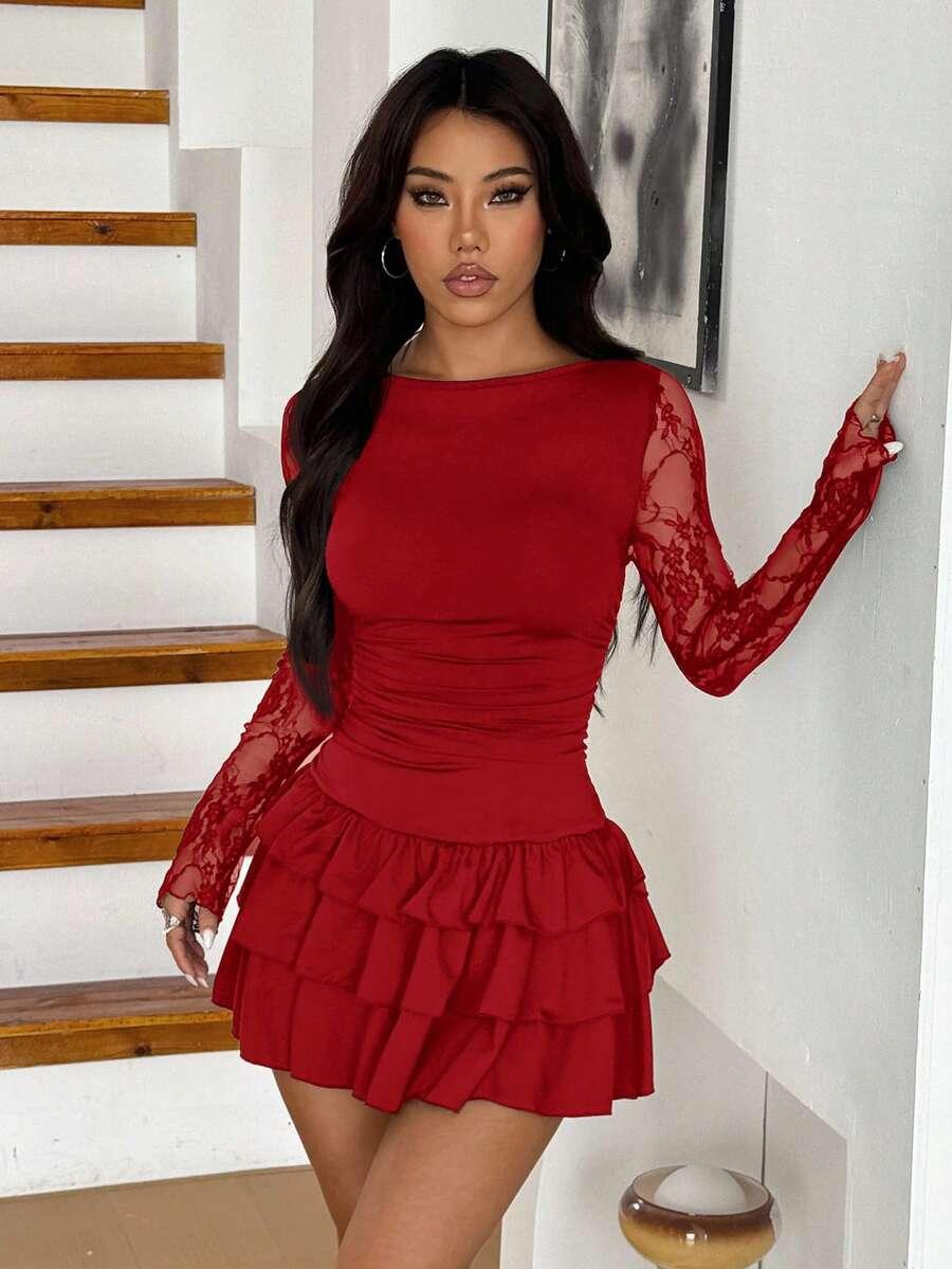 CZERWONA MINI SUKIENKA 