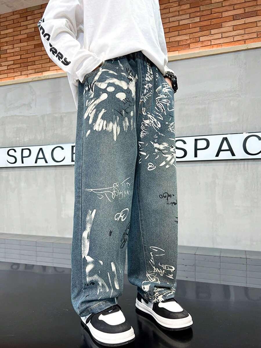 spodnie jeans graffiti