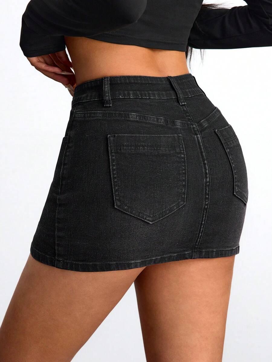 CZARNA MINI JEANSOWA SPÓDNICZKA 