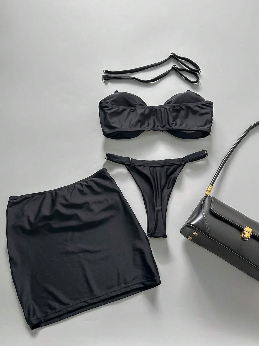 trzyczęściowy komplet bikini spódnica