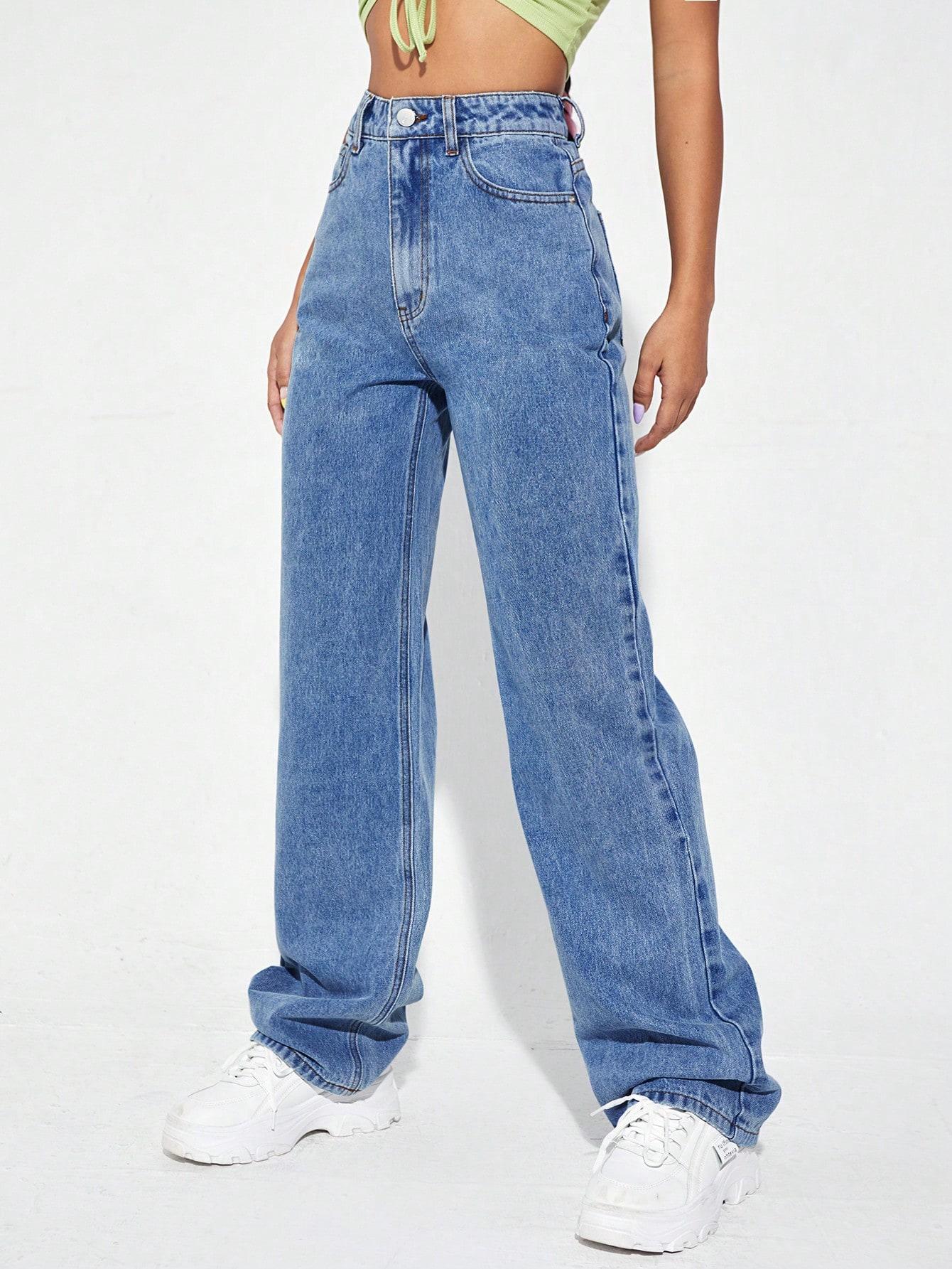 NIEBIESKIE PROSTE JEANSY