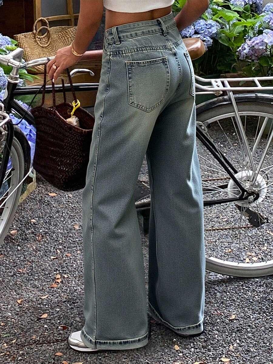 niebieskie jeansy wysoki stan 