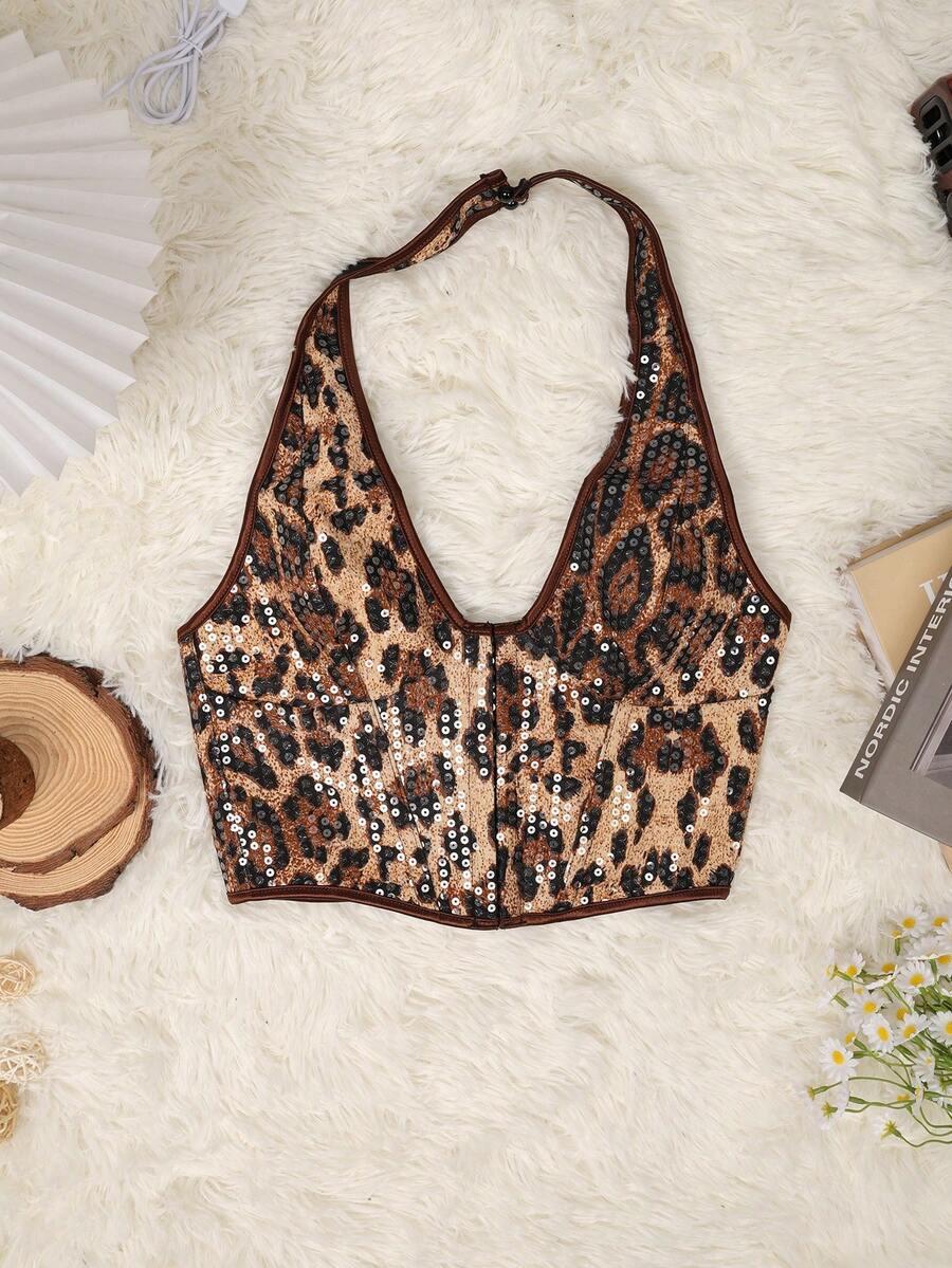 top animal print wiązanie