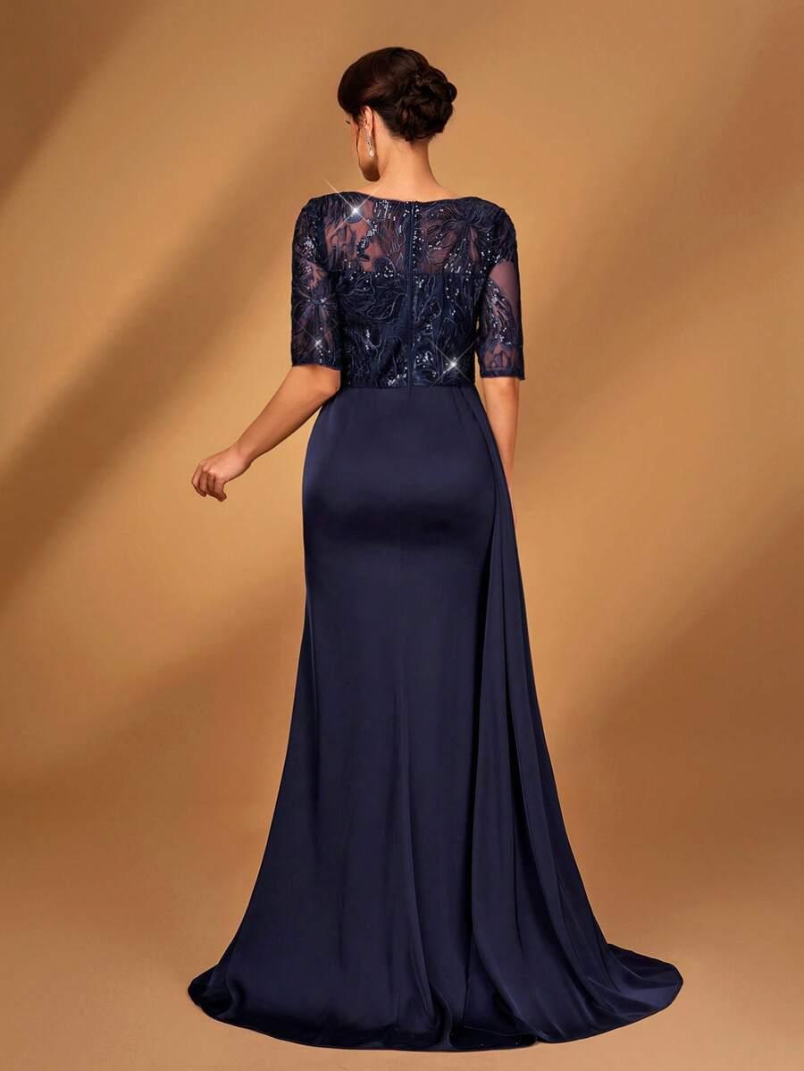SUKIENKA ELEGANCKA SATYNOWA Z CEKINAMI 