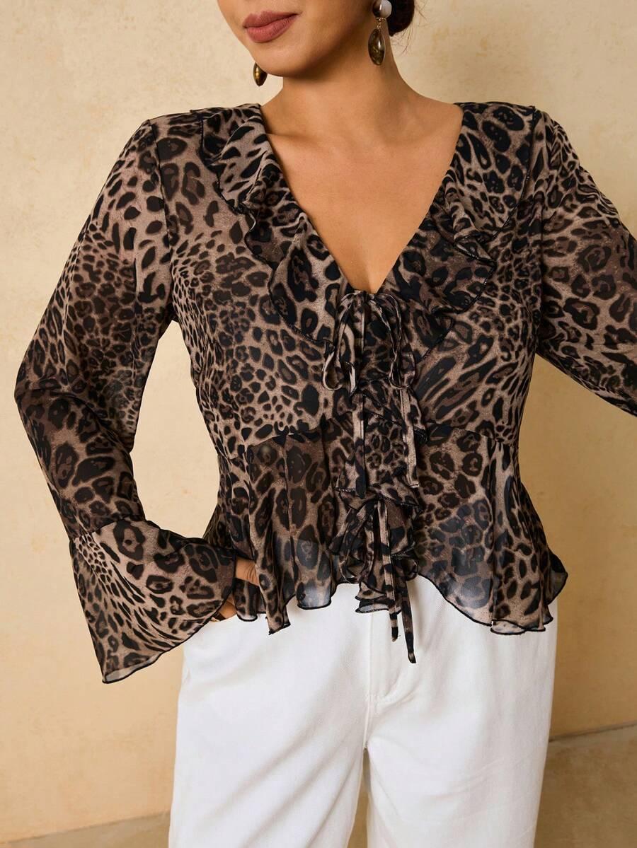 BLUZKA Z DŁUGIM RĘKAWEM ANIMAL PRINT