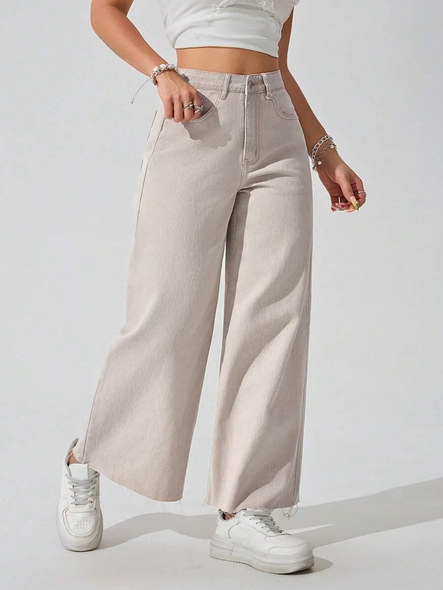 BEŻOWE SPODNIE JEANS