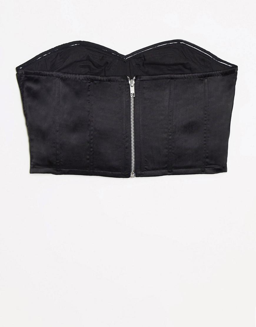 czarny gorsetowy top