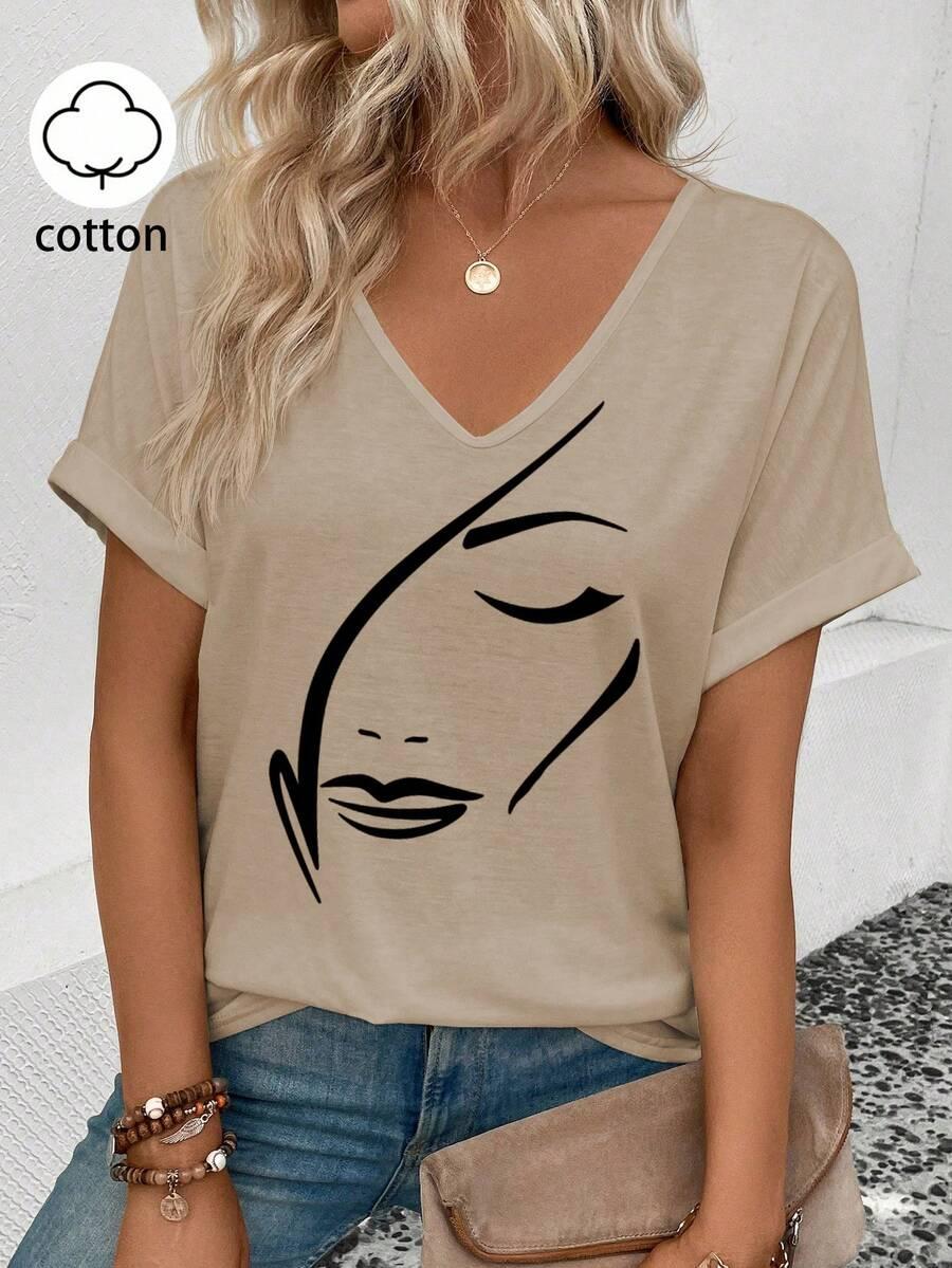 beżowa bluzka v-neck 