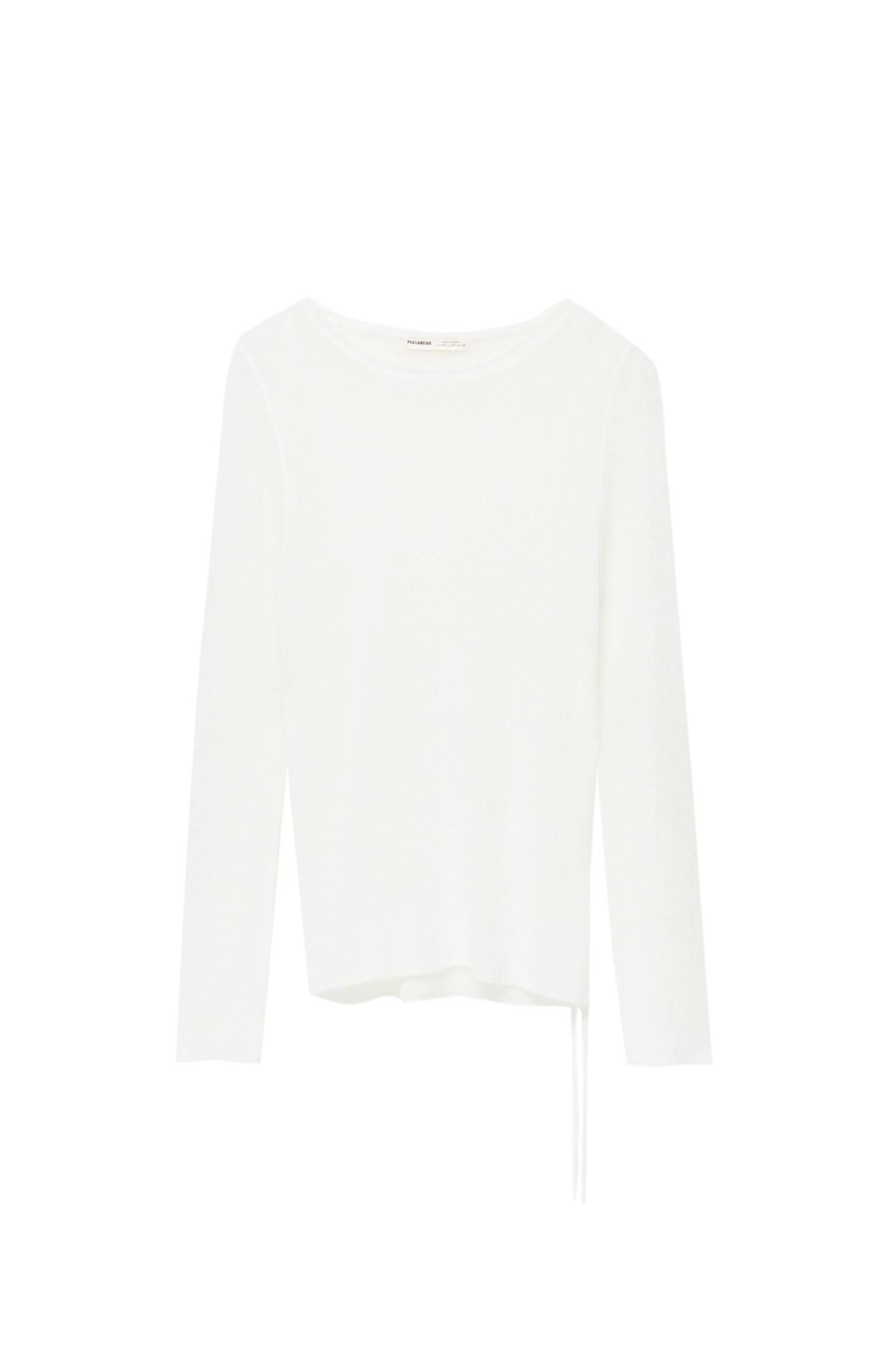 biały cienki asymetryczny sweter 