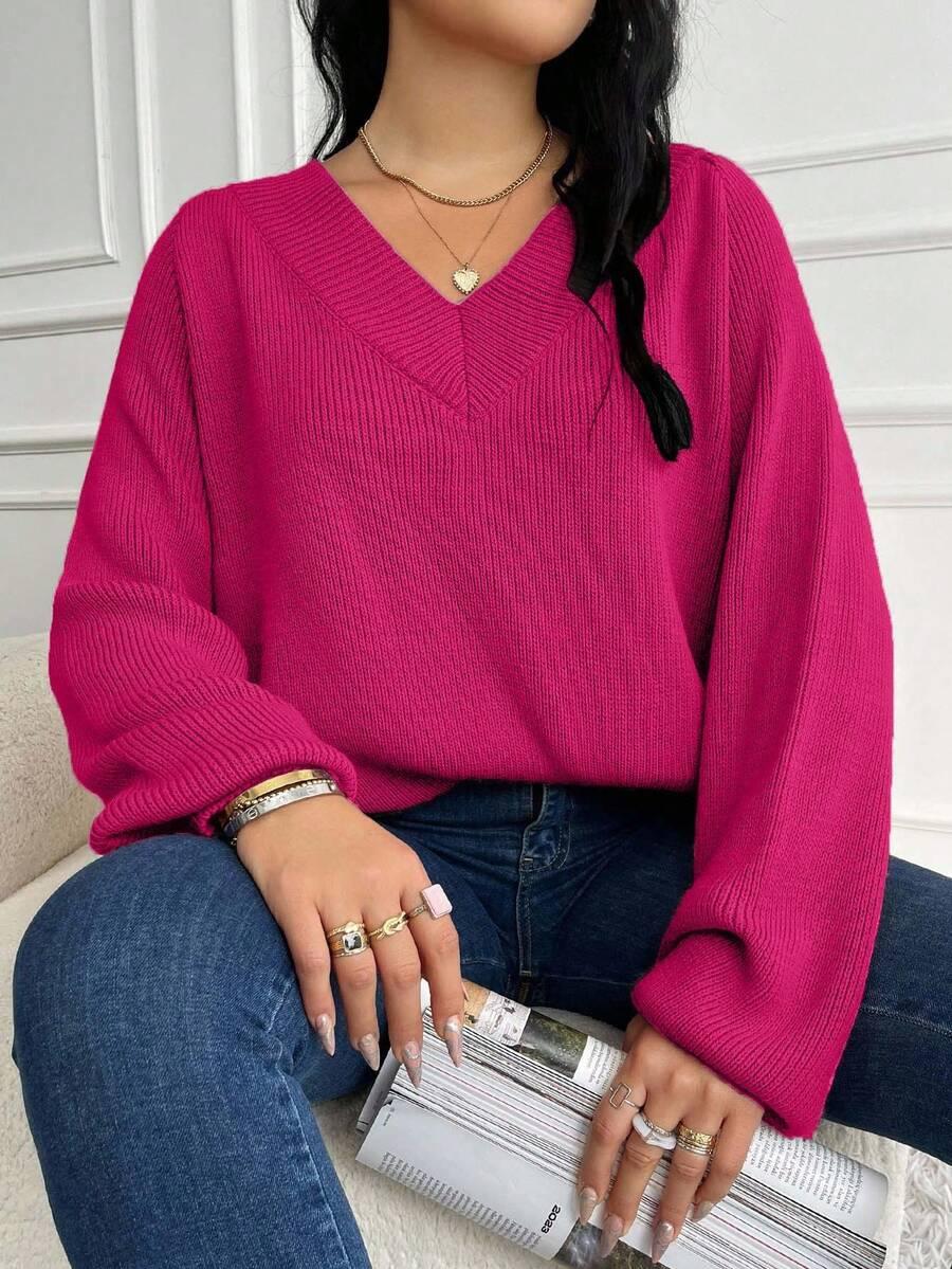 różowy sweter v-neck 