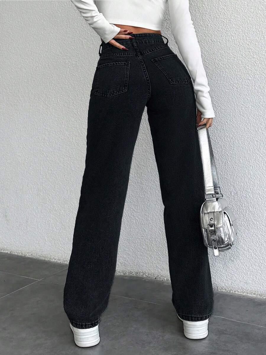 CZARNE SPODNIE JEANS