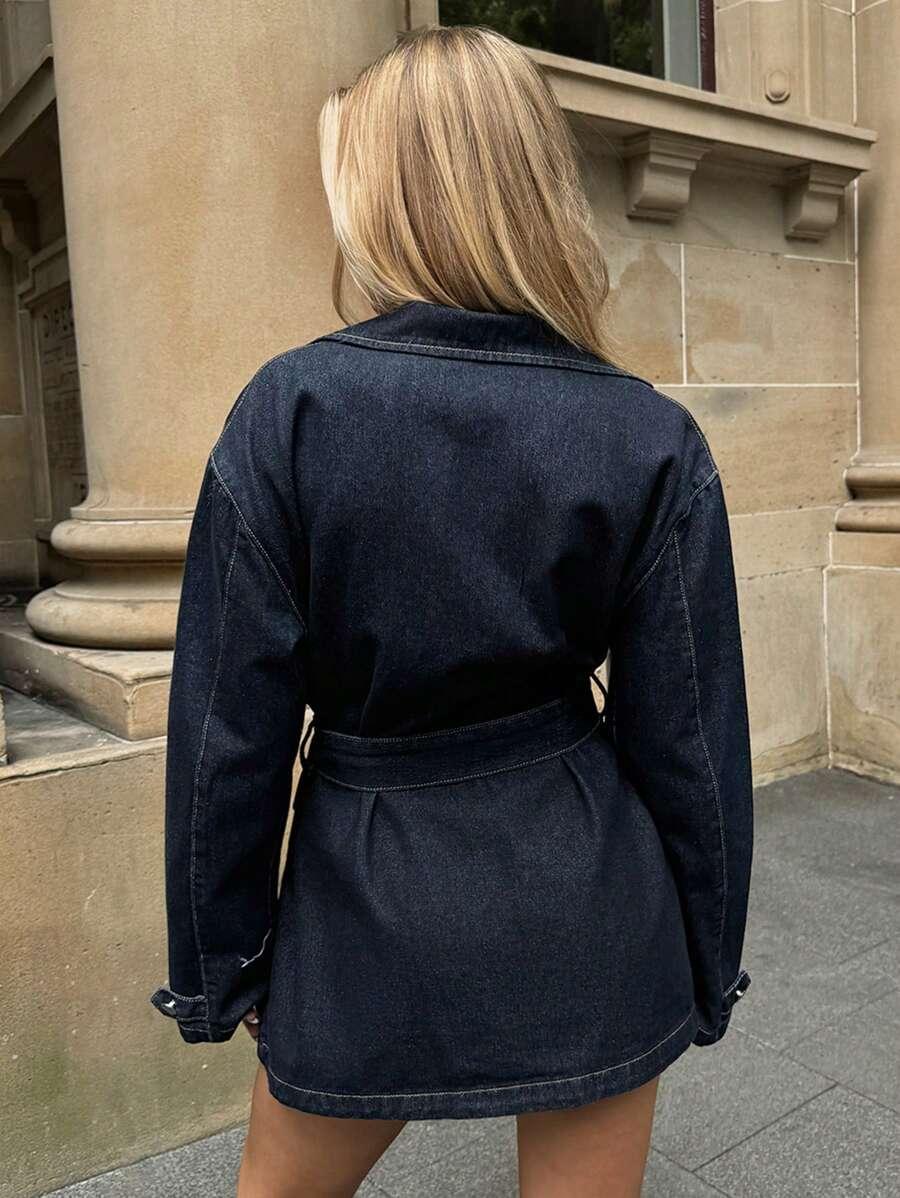 GRANATOWA SUKIENKA JEANS