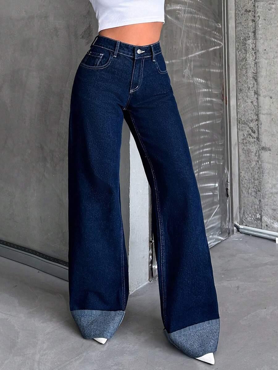 GRANATOWE SPODNIE JEANS