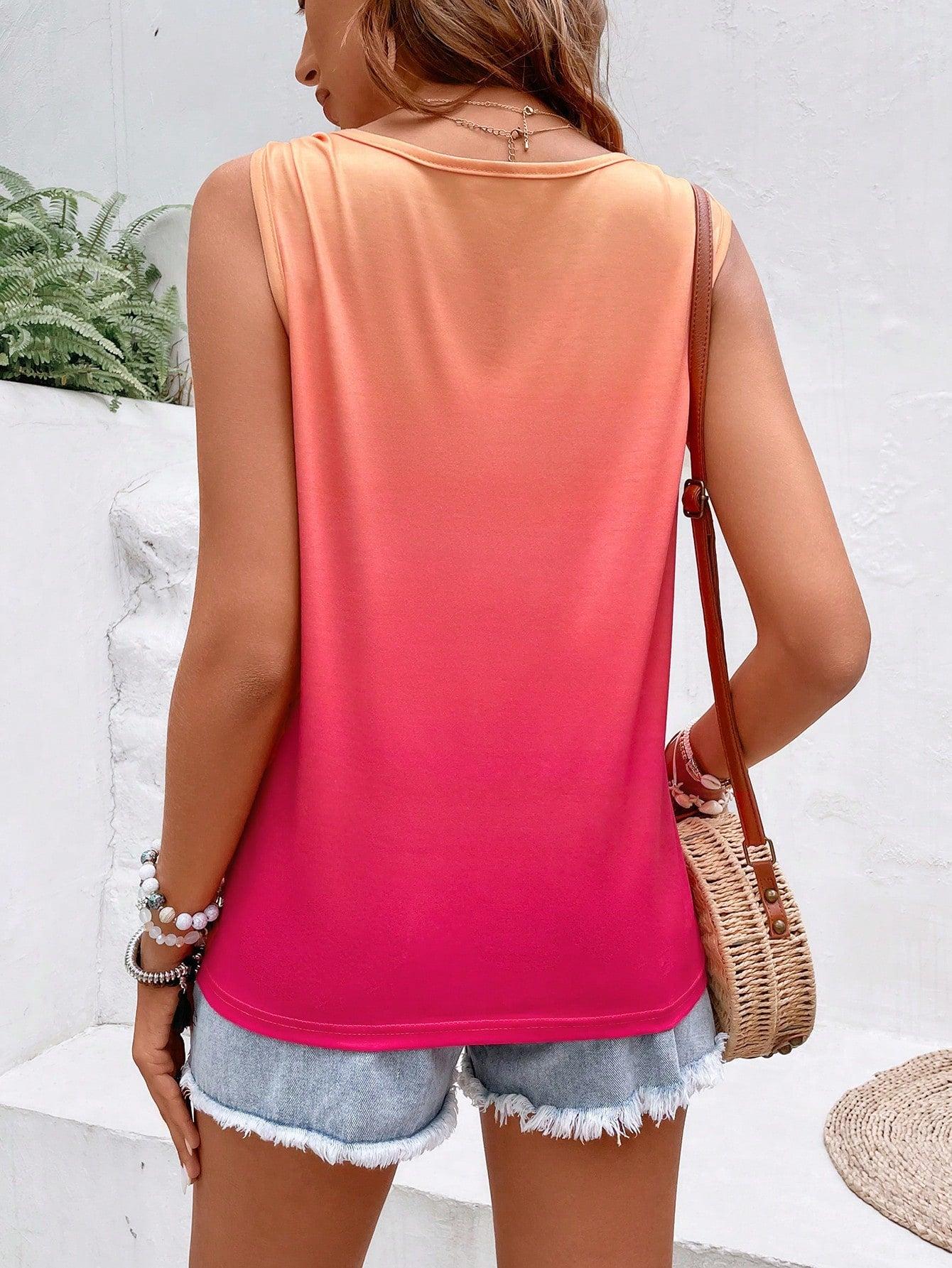 TOP WZÓR OMBRE V-NECK WĘZEŁ