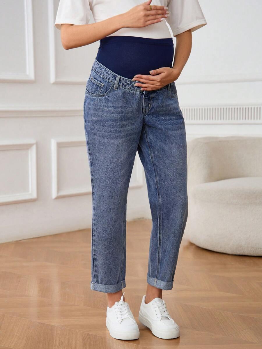 NIEBIESKIE SPODNIE JEANS CIĄŻOWE