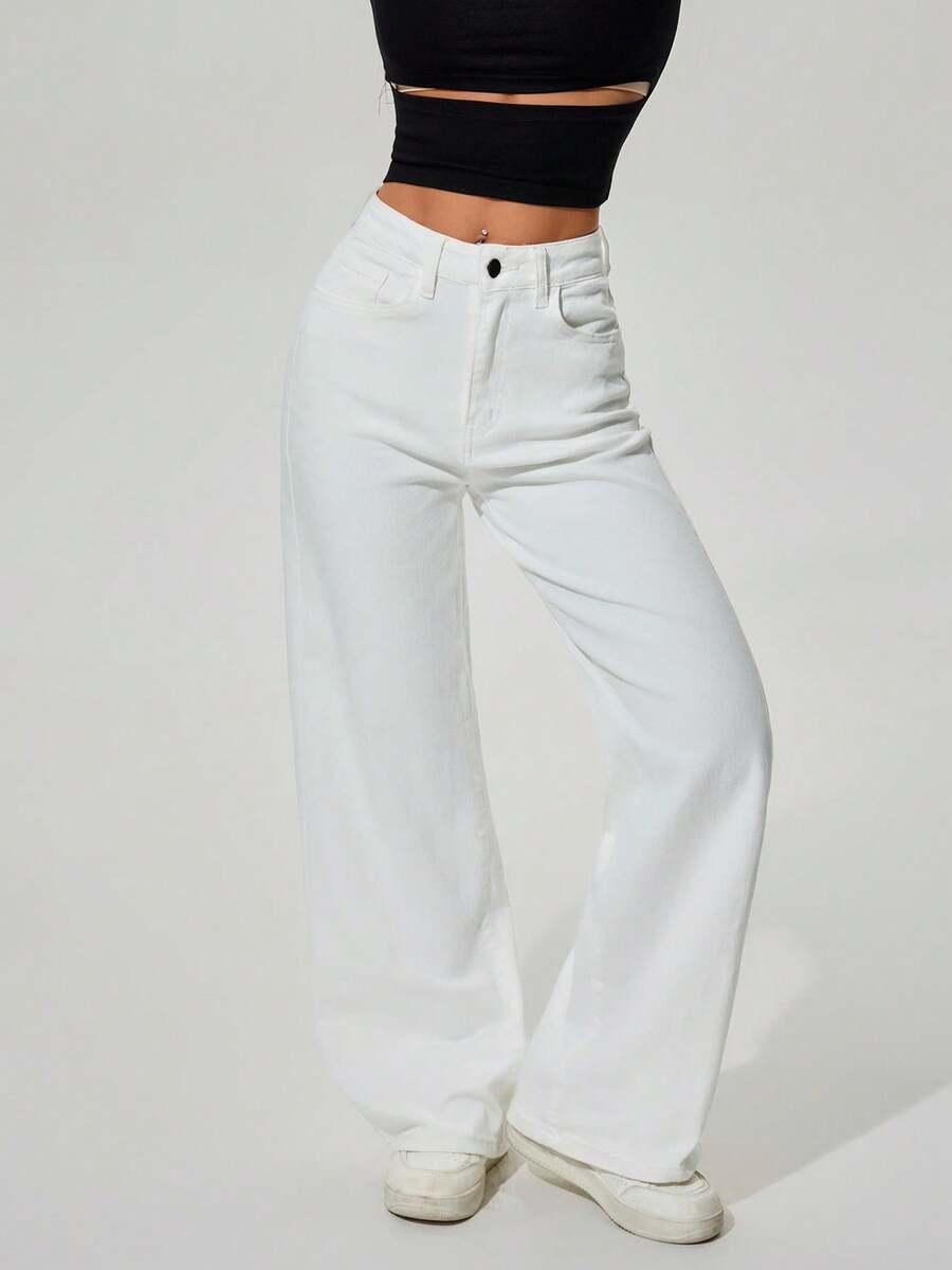 BIAŁE SPODNIE JEANS