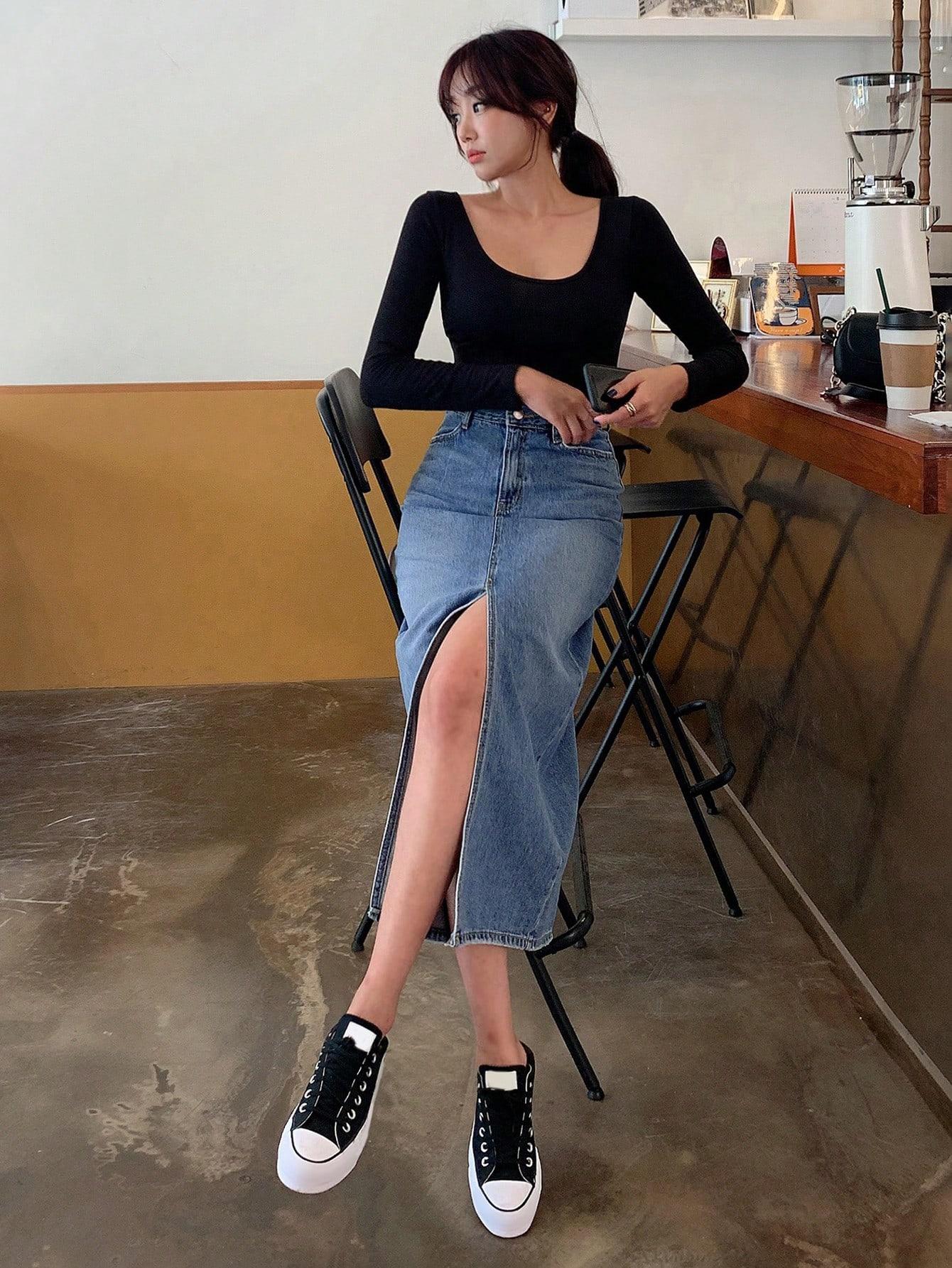 SPÓDNICA JEANS ROZCIĘCIE