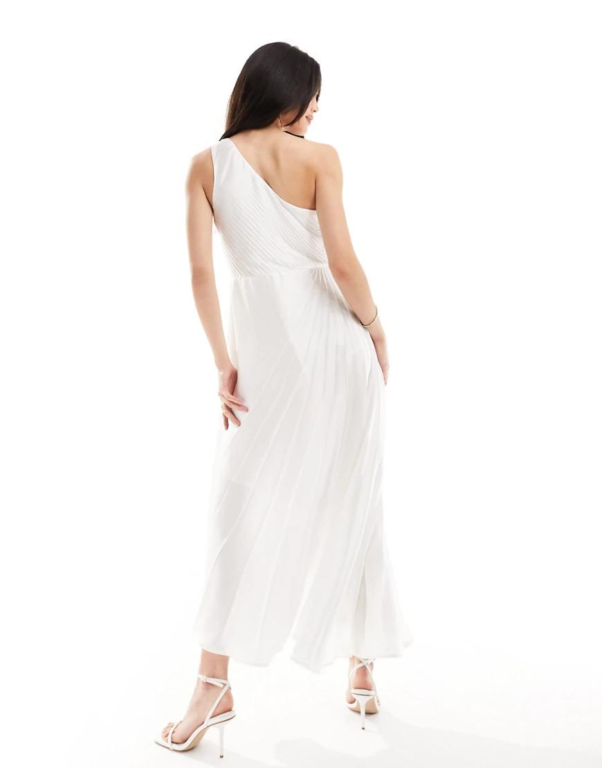 biała asymetryczna maxi sukienka plisy