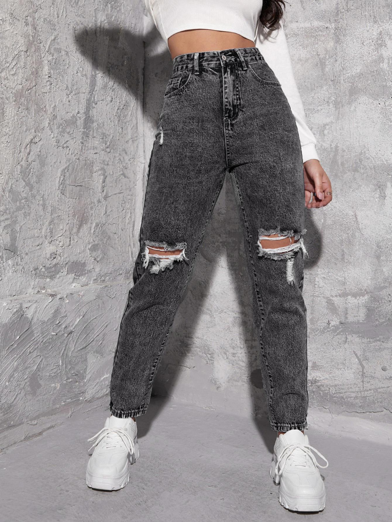 SZARE SPODNIE JEANS