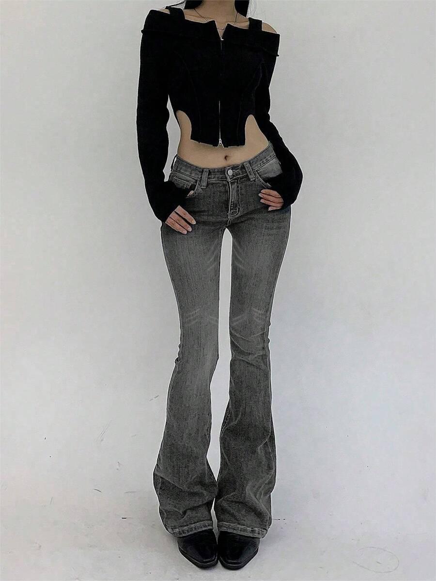 SZARE SPODNIE JEANS