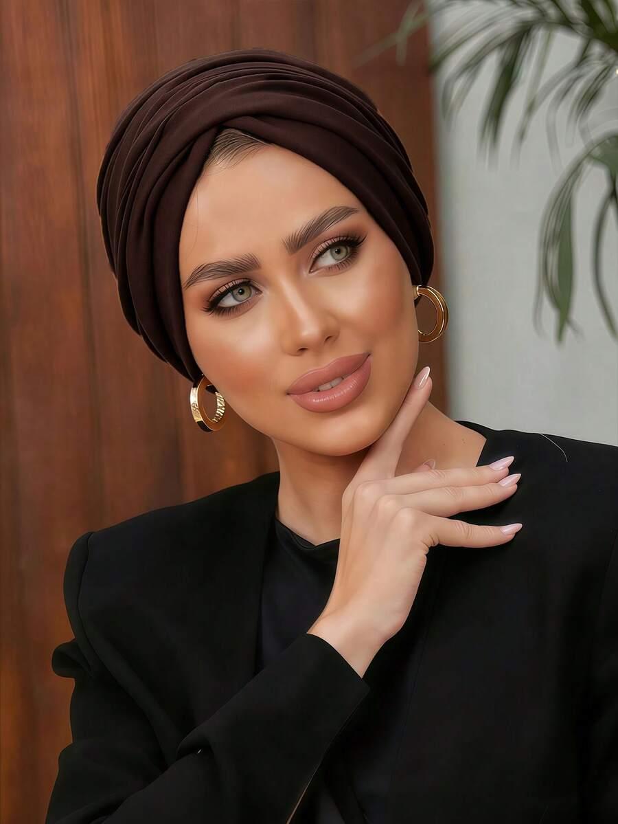 brązowy turban na głowę