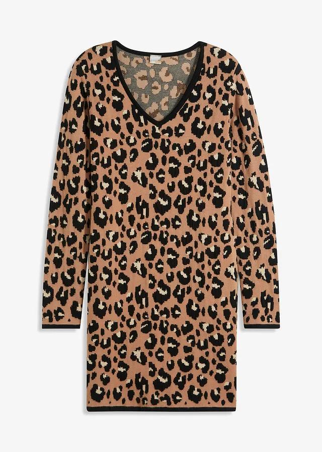dzianinowa sukienka animal print