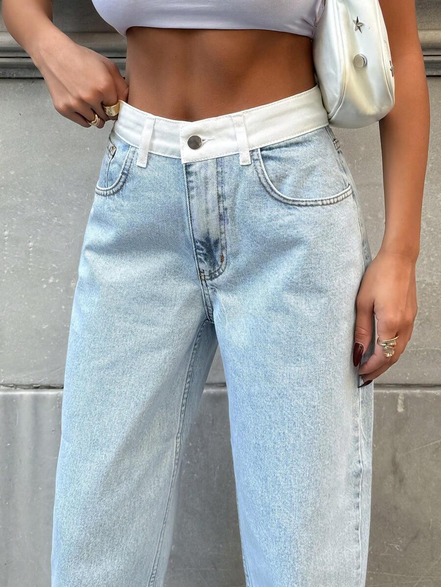 NIEBIESKIE JEANSY KONTRAST