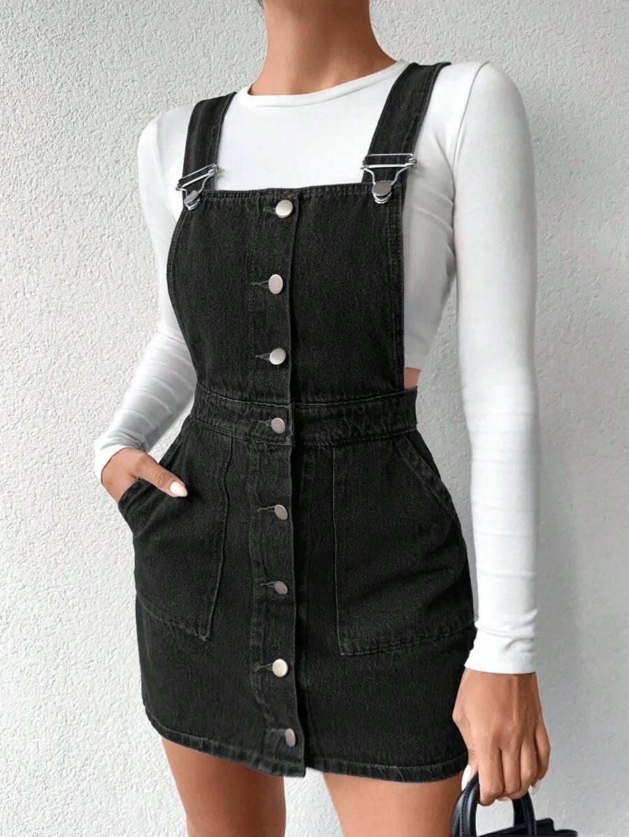 CZARNA SUKIENKA OGRODNICZKA JEANS