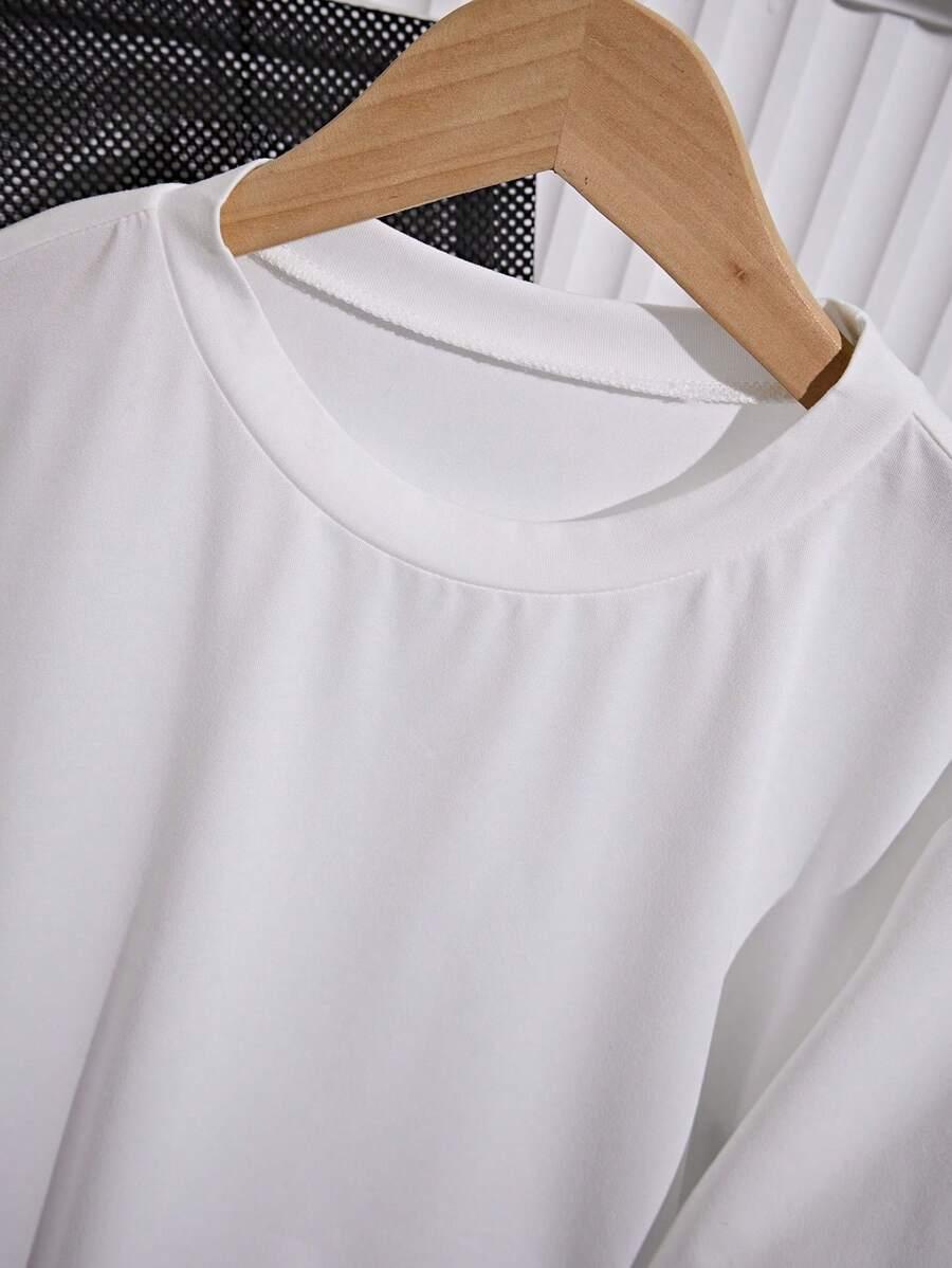 BIAŁY T-SHIRT OKRĄGŁY DEKOLT 