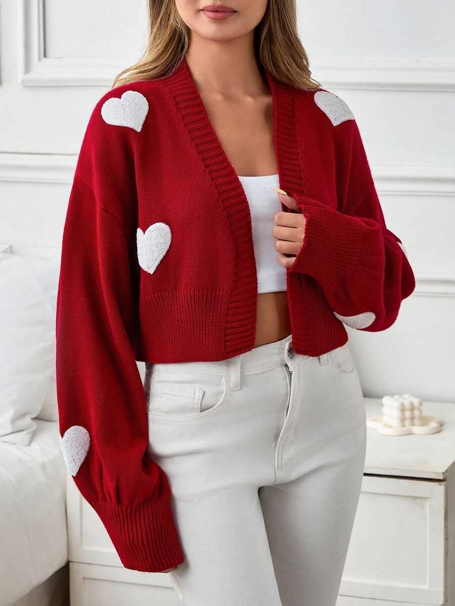 CZERWONY SWETER NARZUTKA SERCA