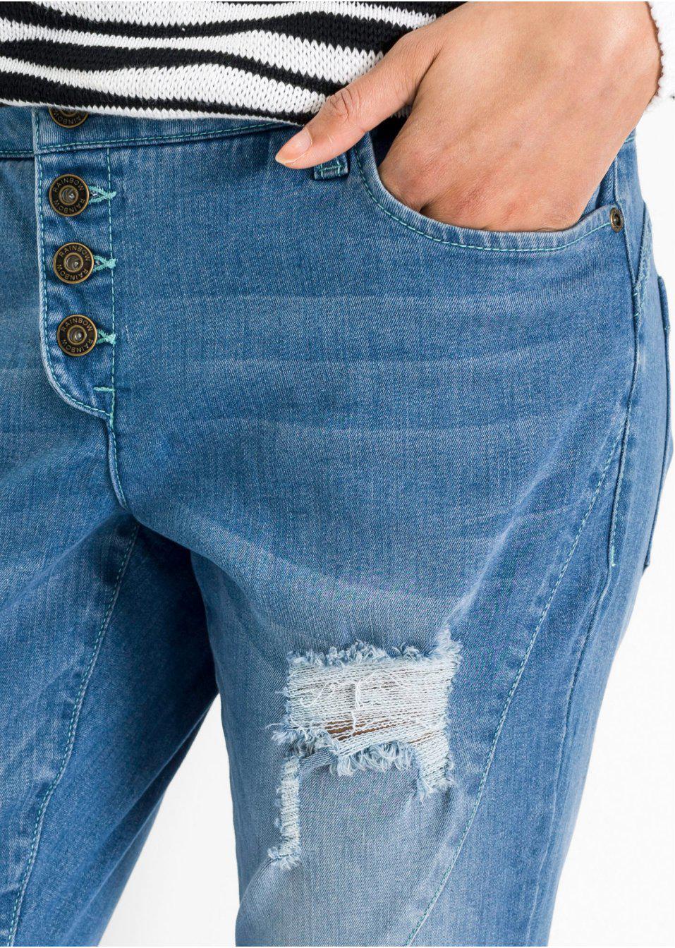 NIEBIESKIE SPODNIE JEANS RIPPED BOYFRIEND