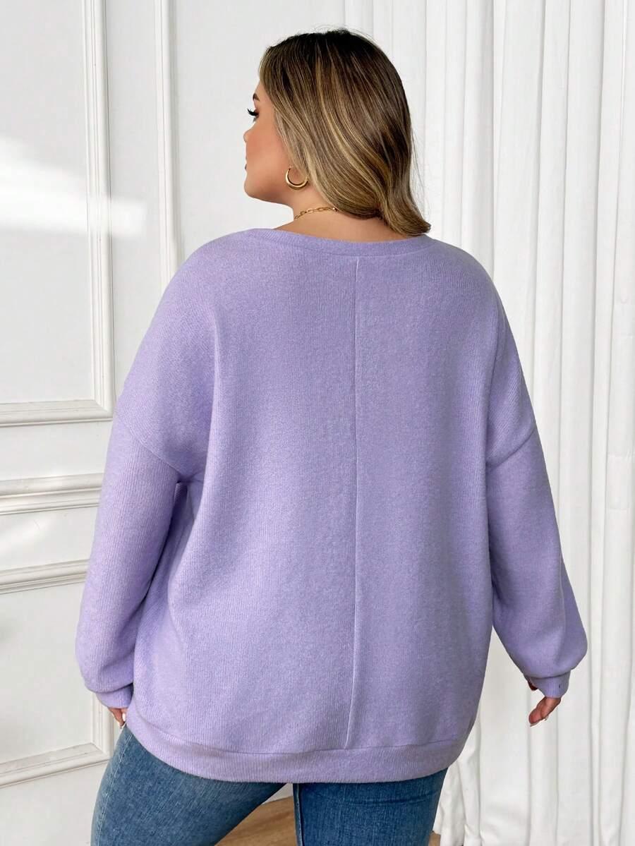 fioletowy sweter okrągły dekolt 