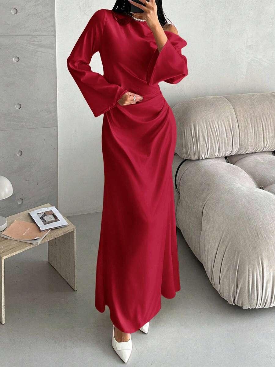 satynowa maxi sukienka