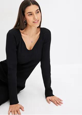 DZIANINOWA MIDI SUKIENKA V-NECK 